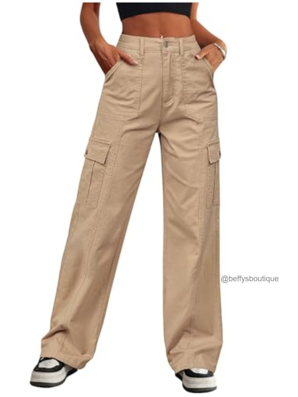Cargo Pants Women Wide Leg Baggy High Waisted Stretch Jeans 6 Pockets
